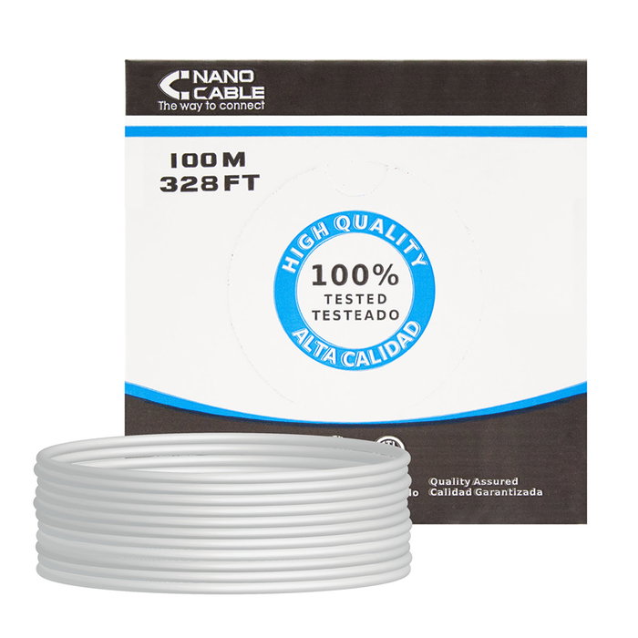 Nanocable Bobina de Cable de Red CAT.6e UTP AWG24 Rígido 100m Gris